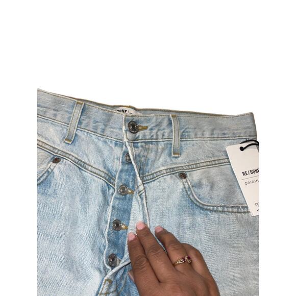 Re/Done Double Yoke Classic High Rise Straight Leg Denim Jean size 29 NWT - Picture 11 of 14